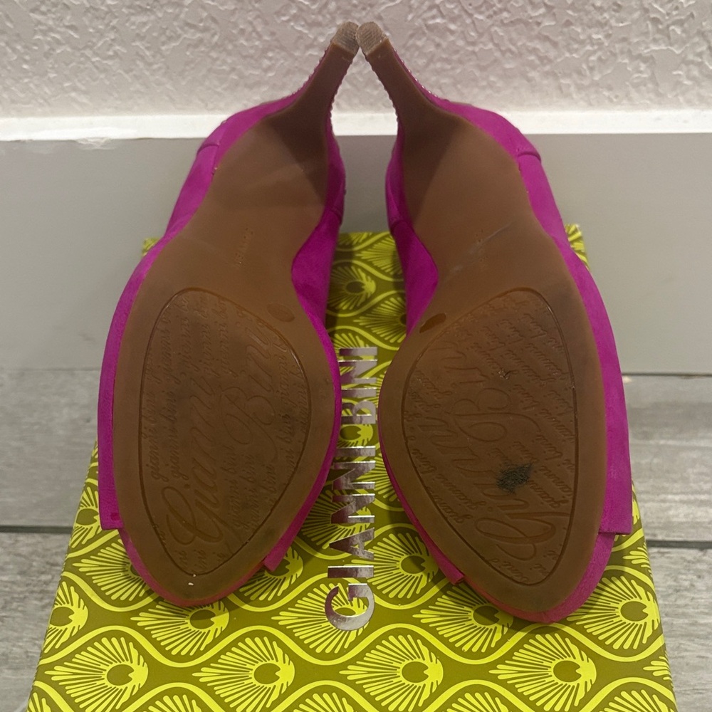 Gianni Bini Fuchsia Suede Peep-Toe Heels - Picture 3 of 4